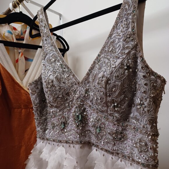 Sue Wong Beaded Gatsby Feather Dress size 14 - Picture 2 of 16